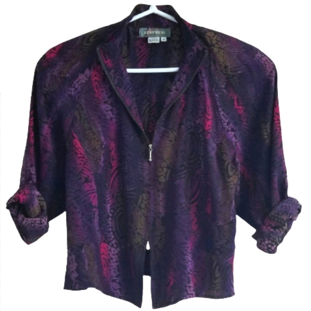 COPY - Edwards colorful  Purple Pink Vintage Silk Y2K Blazer Jacket Size 12